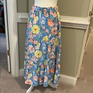 LOFT Floral Maxi Skirt in Blue and Yellow. Never Worn, Med (10-14)